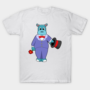 Hippo as Groom with Suit & Rose T-Shirt